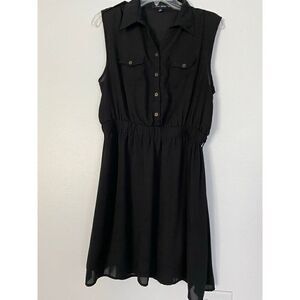 Love Letter Sheer Button Collared Sleevles Dress
